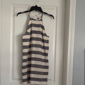 Navy and White Striped Halter Mini Dress